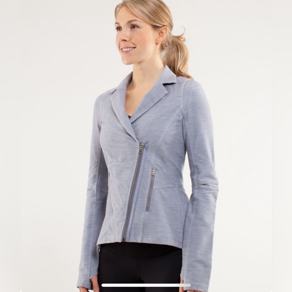 lululemon athletica Jackets & Blazers - Lululemon Ride On Moto Jacket Gray Peplum Zip Fitted Blazer Size 4